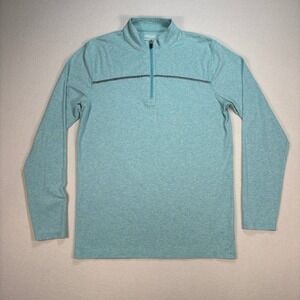 Cariloha Performance 1/4 Zip Men's‎ S Blue Bamboo Fit Organic Cotton Sweatshirt